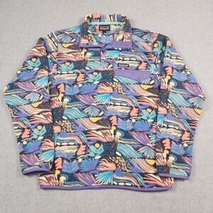 Patagonia Synchilla Mens Small Joy Pitch Blue Fleece Pullover Lightweight Snap-T